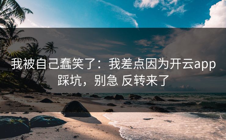 我被自己蠢笑了：我差点因为开云app踩坑，别急 反转来了